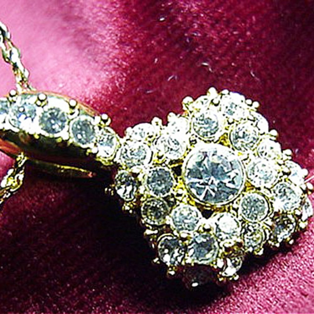 Diamond Shape Cluster Crystal Drop Necklace